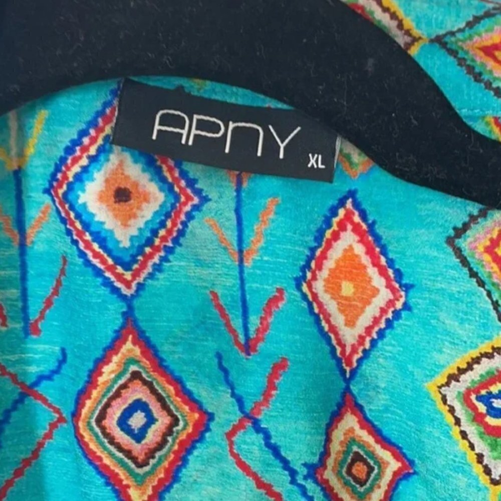 APNY Teal Patterned Long Sleeve Dress - Picture 3 of 9